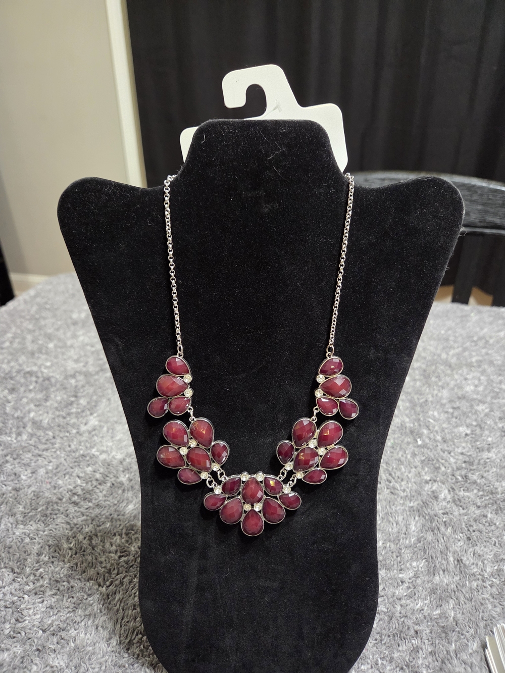 Kohl's Silver-Tone Necklace with Deep Purple Teardrop Stones